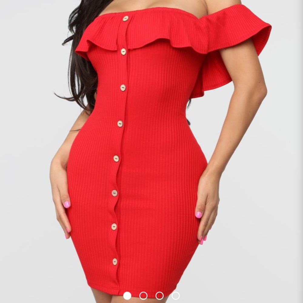 “So cute off the shoulder” mini dress -red